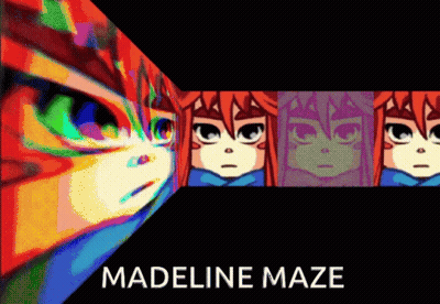 A Cartoon Of A Girl With The Name Madeline Maze On The Bottom GIF