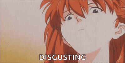 A Cartoon Of A Girl With The Word Disgusting On The Bottom Right GIF