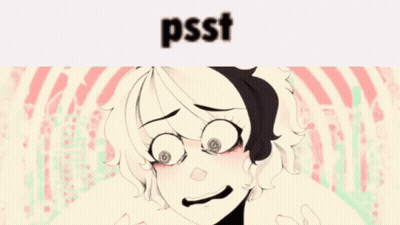A Cartoon Of A Girl With The Word Psst On The Bottom GIF