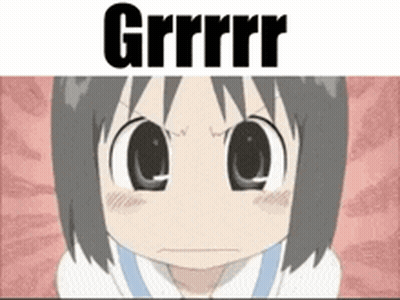 A Cartoon Of A Girl With The Words Grrrr On Top Of Her Head . GIF