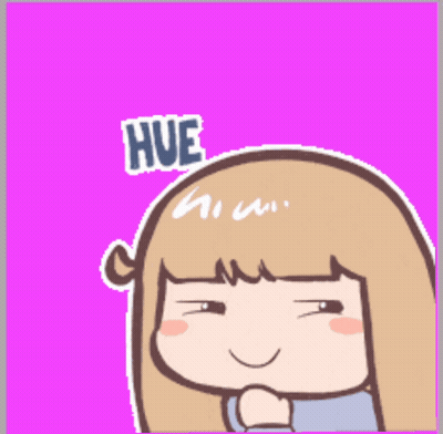 A Cartoon Of A Girl With The Words Hue Hue Hue On Her Head GIF