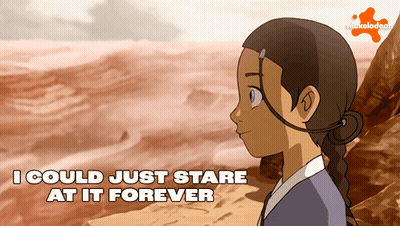 A Cartoon Of A Girl With The Words " I Could Just Stare At It Forever " Below Her GIF