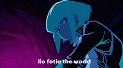 A Cartoon Of A Girl With The Words Lio Fotia The World On The Bottom GIF