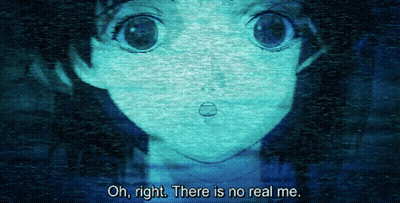 A Cartoon Of A Girl With The Words Oh Right There Is No Real Me GIF