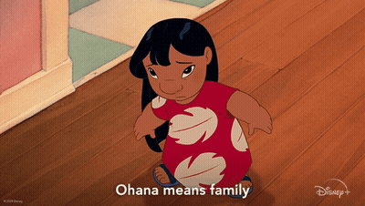 A Cartoon Of A Girl With The Words Ohana Means Family GIF