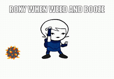A Cartoon Of A Girl With The Words Roxy When Weed And Booze GIF