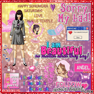 A Cartoon Of A Girl With The Words Sorry My Bad On It GIF