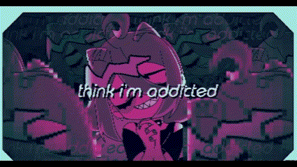 A Cartoon Of A Girl With The Words Think I 'M Addicted GIF