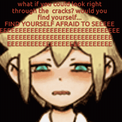 A Cartoon Of A Girl With The Words What If You Could Look Right Through The Cracks Would You Find Yourself Afraid To See GIF
