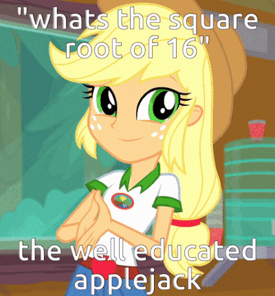 A Cartoon Of A Girl With The Words " Whats The Square Root Of 16 " GIF