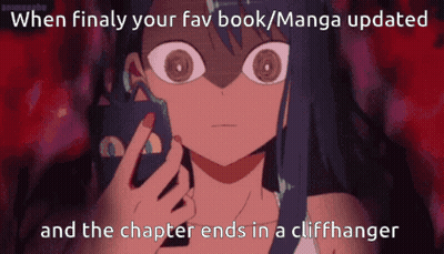 A Cartoon Of A Girl With The Words When Finally Your Fav Book Manga Updated GIF