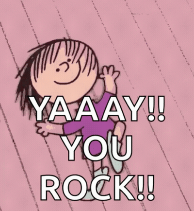 A Cartoon Of A Girl With The Words Yaaay You Rock GIF