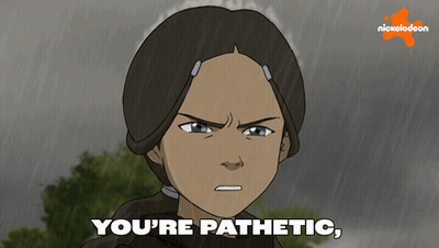 A Cartoon Of A Girl With The Words You 'Re Pathetic On The Bottom GIF