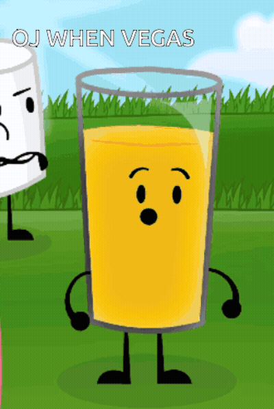 A Cartoon Of A Glass Of Orange Juice With A Surprised Face GIF