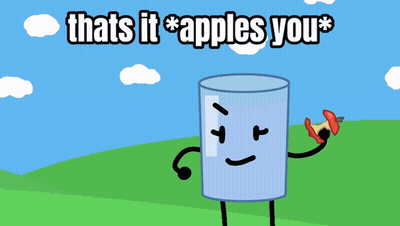 A Cartoon Of A Glass That Says " Thats It Apples You " GIF