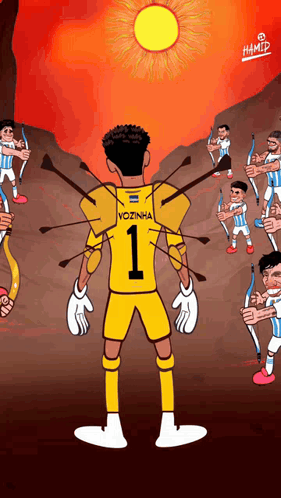 A Cartoon Of A Goalie With The Number 1 On His Back GIF