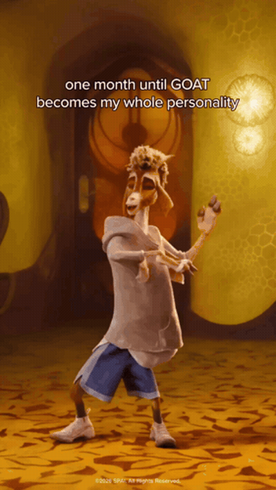 A Cartoon Of A Goat Dancing With The Caption One Month Until Goat Becomes My Whole Personality GIF