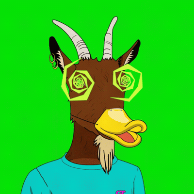A Cartoon Of A Goat With A Duck Head And A Spiral In Its Eyes GIF