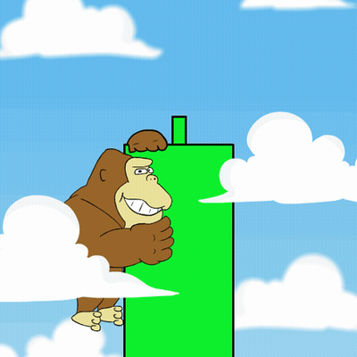 A Cartoon Of A Gorilla Peeking Over A Green Box GIF