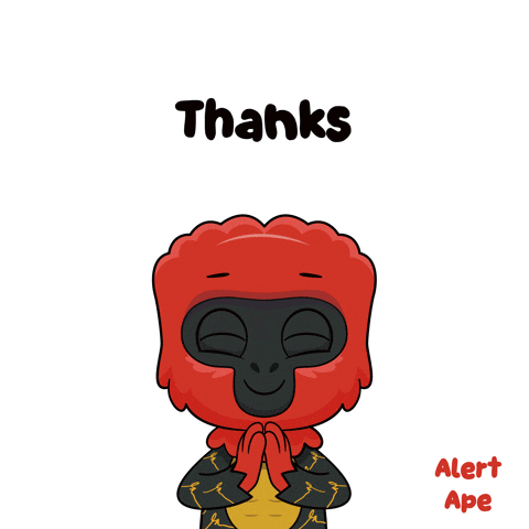A Cartoon Of A Gorilla Saying " Thanks " GIF