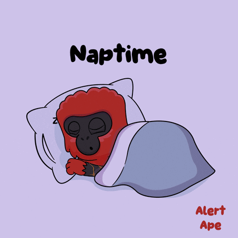 A Cartoon Of A Gorilla Sleeping Under A Pillow With The Word Naptime Above It GIF