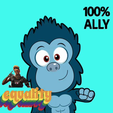 A Cartoon Of A Gorilla With The Words Grateful For You Ally You Rock Equality GIF