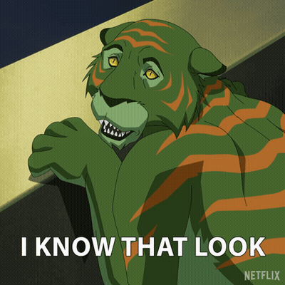 A Cartoon Of A Green And Orange Tiger With The Words I Know That Look Below It GIF