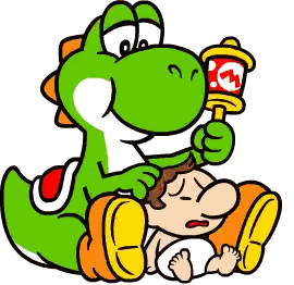 A Cartoon Of A Green Dinosaur Holding A Rattle And A Baby In A Diaper Sticker