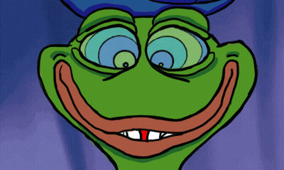 A Cartoon Of A Green Frog With A Blue Hat GIF
