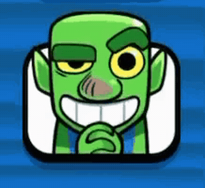 A Cartoon Of A Green Goblin With A Big Smile On His Face And A Blue Background . GIF