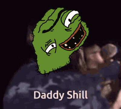A Cartoon Of A Green Monster With The Words Daddy Shill Written Below It GIF