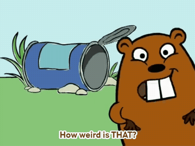 A Cartoon Of A Ground Squirrel Standing Next To An Open Can With The Words How Weird Is That Below It GIF