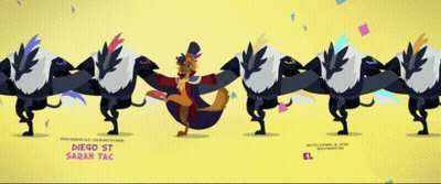 A Cartoon Of A Group Of Birds With The Technical Director Diego Stoliar And Sarah Tachibana GIF