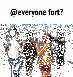A Cartoon Of A Group Of People Dancing With The Caption Everyone Fort Sticker