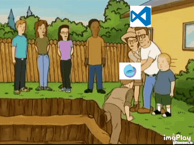 A Cartoon Of A Group Of People Standing In Front Of A House With A Blue X In The Middle GIF