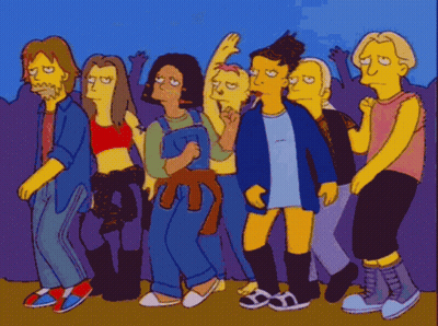 A Cartoon Of A Group Of People Standing Together GIF