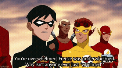 A Cartoon Of A Group Of Superheros With A Caption That Says " You 'Re Overwhelmed " GIF