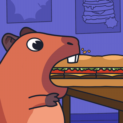 A Cartoon Of A Hamster Eating A Hamburger GIF