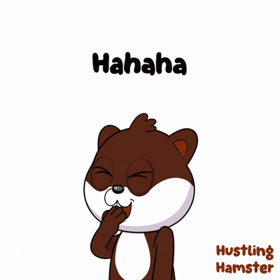 A Cartoon Of A Hamster Laughing With The Words " Hahaha " Above Him GIF