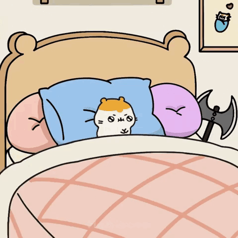 A Cartoon Of A Hamster Laying On A Bed GIF