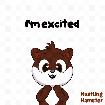 A Cartoon Of A Hamster Saying I 'M Excited GIF