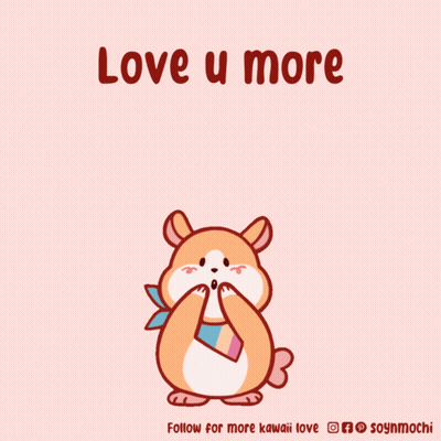 A Cartoon Of A Hamster Surrounded By Hearts With The Words Love U More Below It GIF