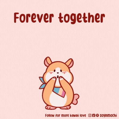 A Cartoon Of A Hamster Surrounded By Pink Hearts And The Words Forever Together GIF