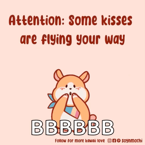 Hamster Surrounded By Pink Hearts Kisses Flying GIF