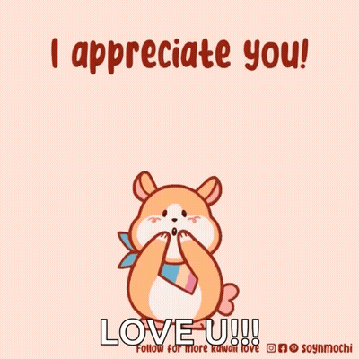A Cartoon Of A Hamster Surrounded By Pink Hearts Says I Appreciate You GIF