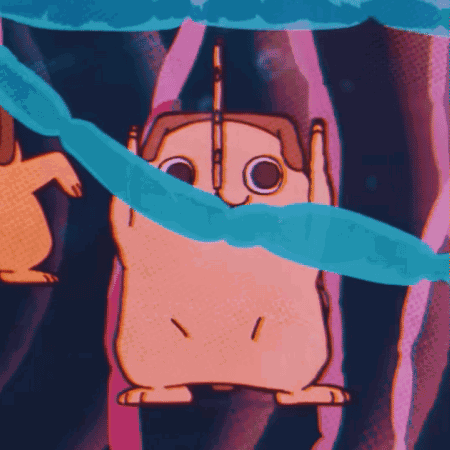 A Cartoon Of A Hamster With A Blue Ribbon Around Its Neck GIF