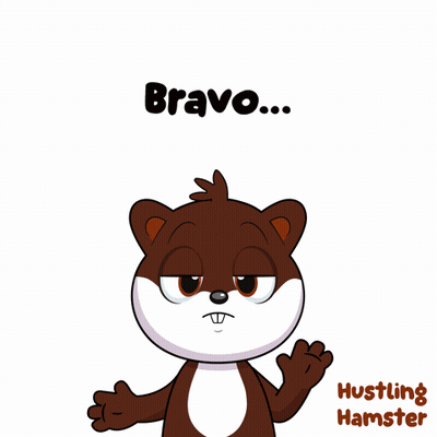 A Cartoon Of A Hamster With The Words Bravo Hustling Hamster Below It GIF