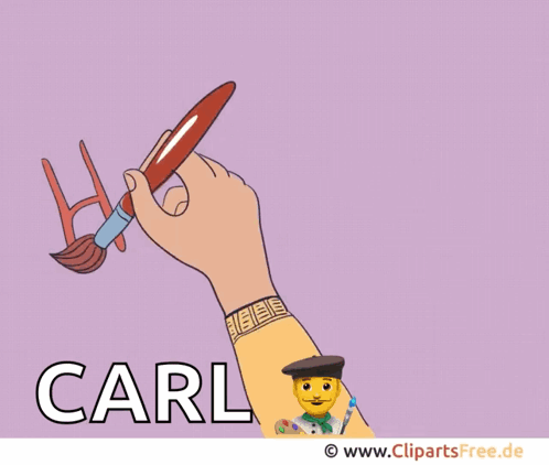 A Cartoon Of A Hand Holding A Brush And Writing The Word Happ Carl GIF