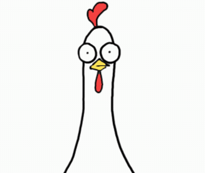 A Cartoon Of A Hand Holding A Chicken With A Surprised Look On Its Face GIF