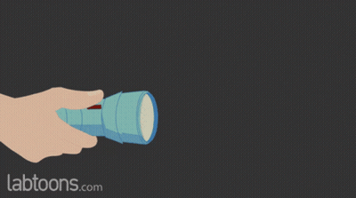 A Cartoon Of A Hand Holding A Flashlight With Labtoons.com In The Lower Right Corner GIF